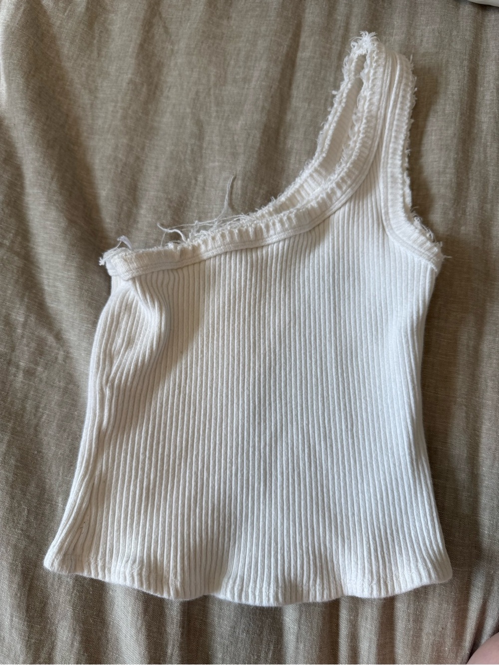 Urban Outfitters One Shoulder White Cropped Tank Top